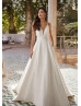 Spaghetti Straps Ivory Satin Elegant Wedding Dress